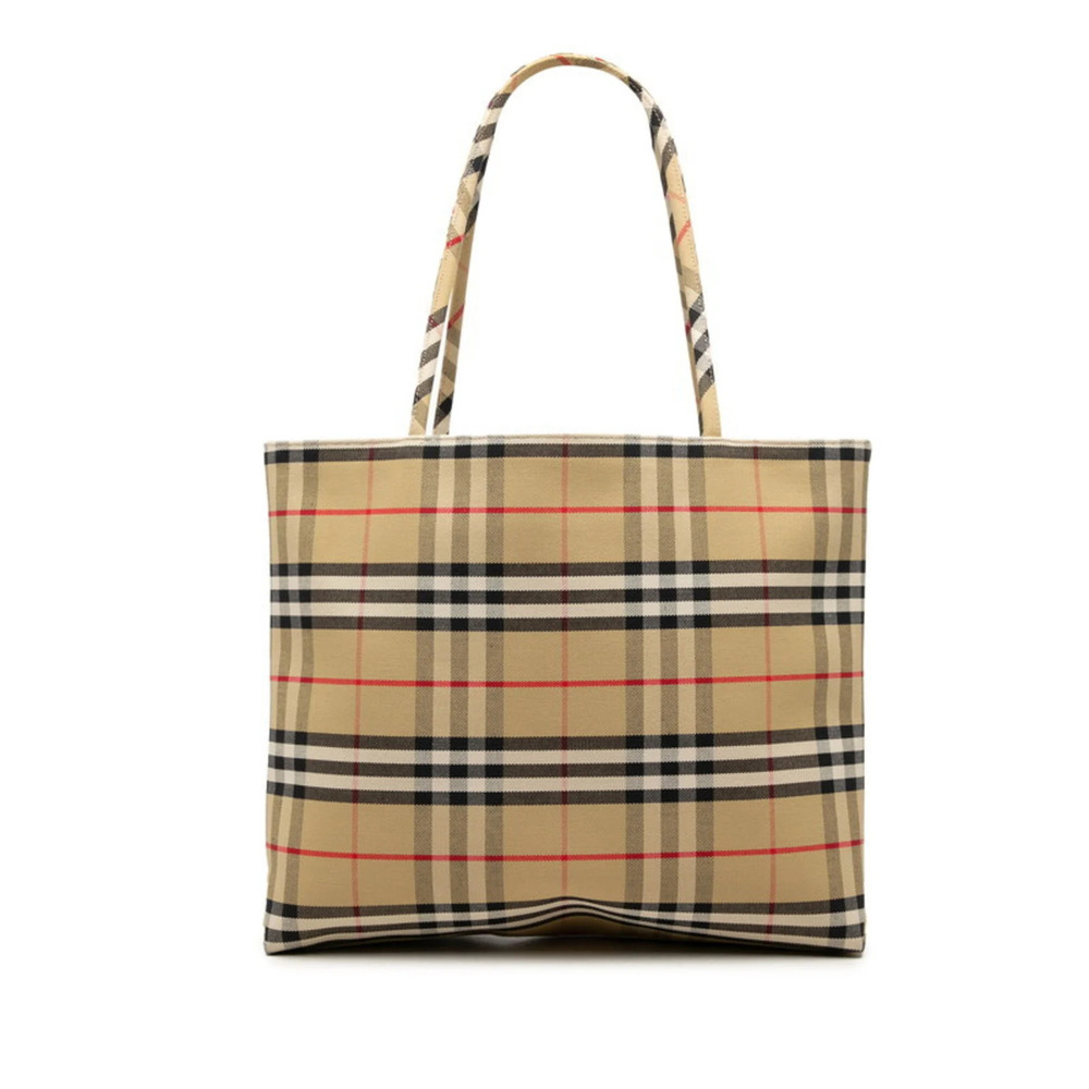 Burberry Nova Check Tote Bag, Beige Canvas, Women's BURBERRY